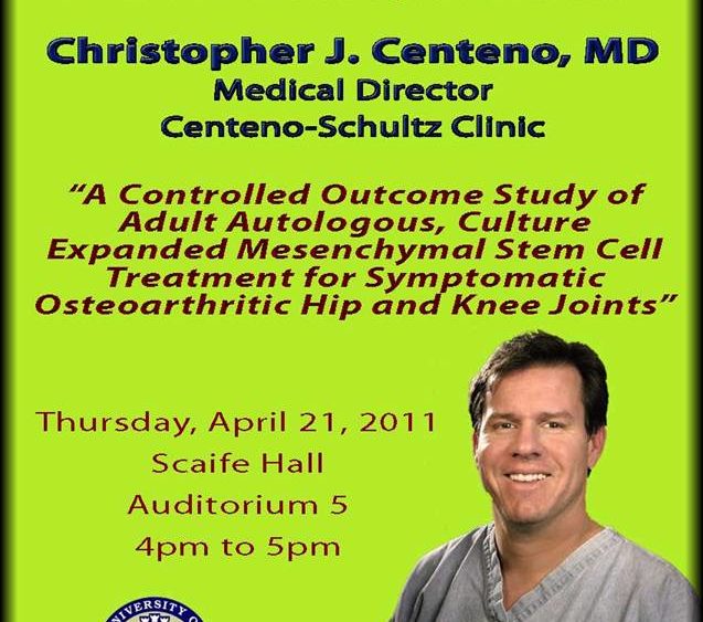 Dr. Centeno to Speak at McGowan Institute at the Univ of Pittsburgh