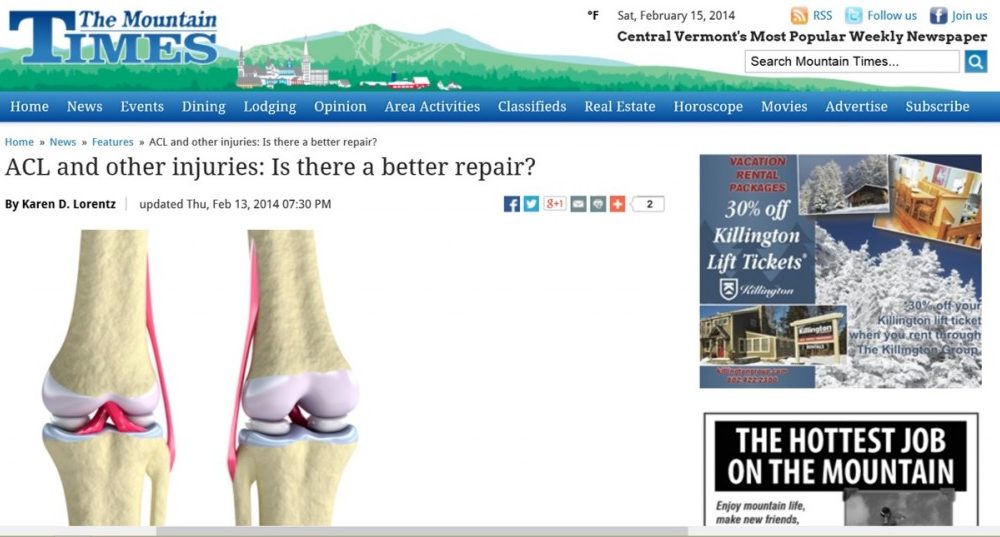 Knee ACL Surgery Alternative: Regenexx-ACL Procedure Gets Great Winter Sports Write-up