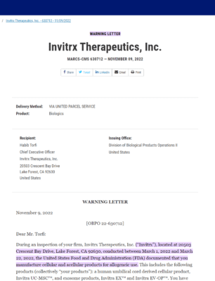 Is the FDA Umbilical Cord Game Plan Clear? An Invitrx Update - Regenexx